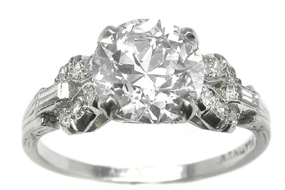 1920s 2.31ct Old European Cut Diamond Platinum Engagement Ring