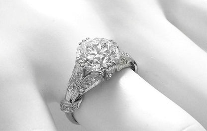 1920s 3.01ct Round Brilliant Diamond Platinum Engagement Ring