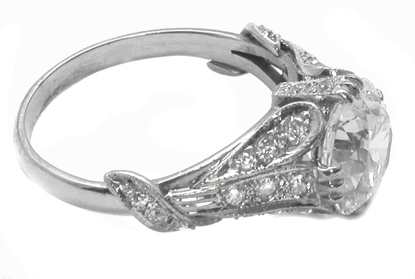 1920s 3.01ct Round Brilliant Diamond Platinum Engagement Ring