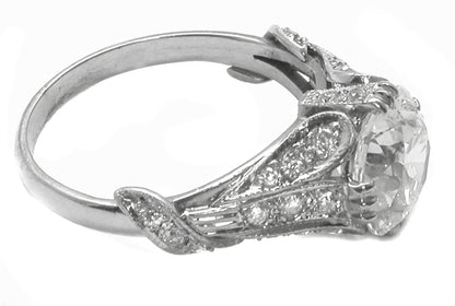 1920s 3.01ct Round Brilliant Diamond Platinum Engagement Ring