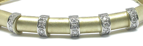 1.92ct Diamond 14k Yellow & White  Gold Bamboo Style Bracelet