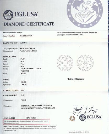 1930s 2.01ct Diamond Platinum Engagement Ring