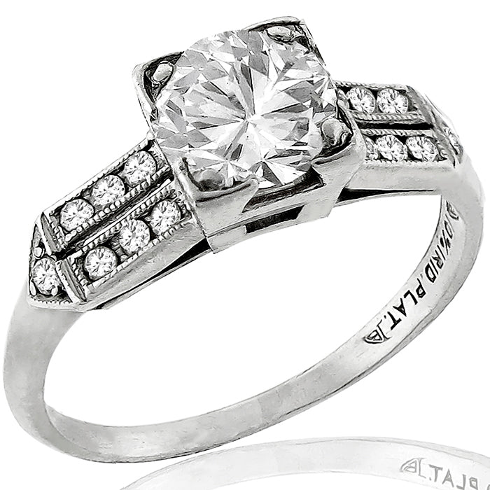 Art Deco 1930s 0.70ct Old European Cut Diamond Platinum Engagement Ring Set