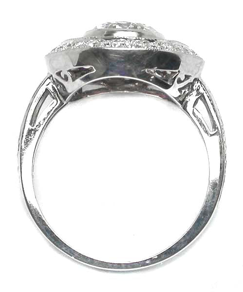 1.93ct Art Deco Style 18k White Gold Diamond Ruby Cluster Ring