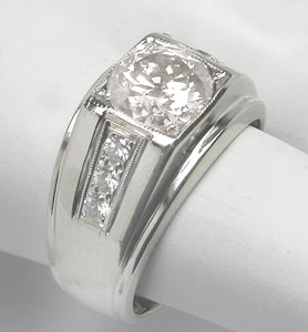 1940s 1.68ct Natural Fancy Light Brown Diamond 14k Gold Men's Ring