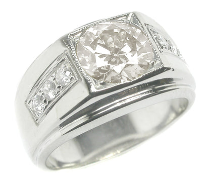 1940s 1.68ct Natural Fancy Light Brown Diamond 14k Gold Men's Ring