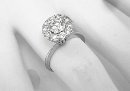 1940s Old Mine Cut Diamond 18k White Gold Ring