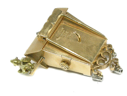 1940s Walser Wald 18k Pink and Yellow Gold Platinum Diamond Cuckoo Clock Pin