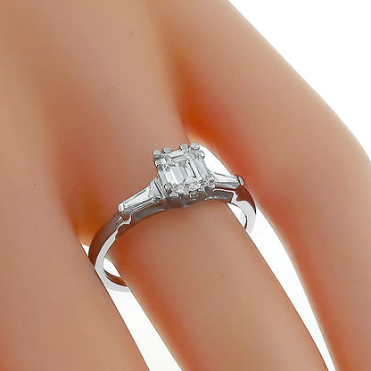 1950s 0.50ct Emerald Cut Diamond 14k Gold Engagement Ring