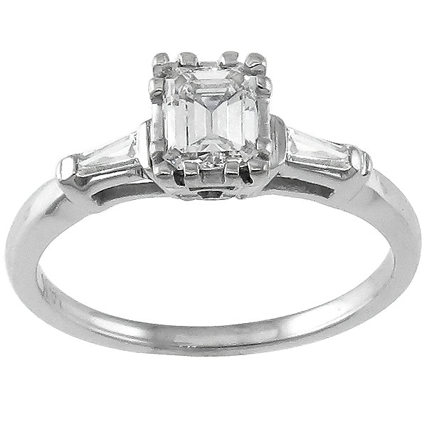 1950s 0.50ct Emerald Cut Diamond 14k Gold Engagement Ring