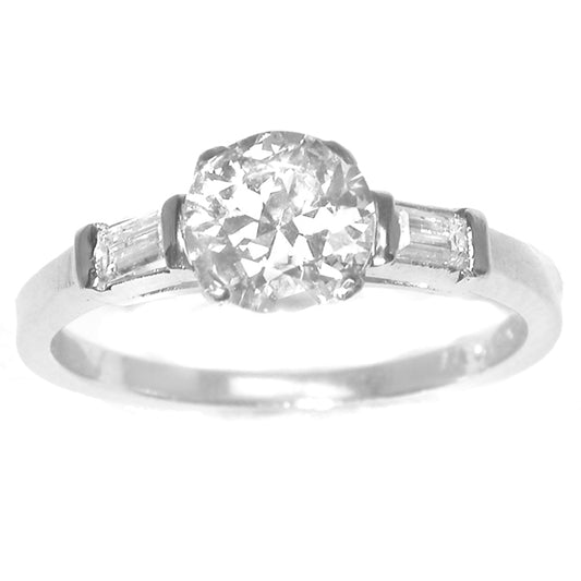 1950s 0.74ct Round Brilliant Diamond Platinum Engagement Ring