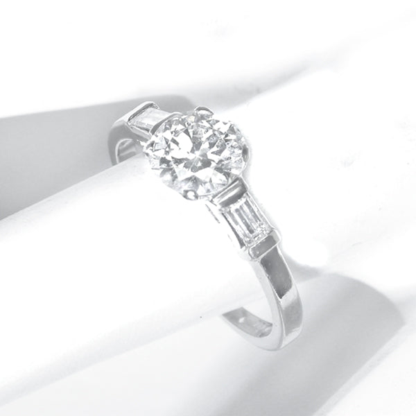 1950s 0.74ct Round Brilliant Diamond Platinum Engagement Ring