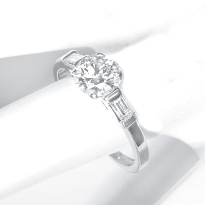 1950s 0.74ct Round Brilliant Diamond Platinum Engagement Ring