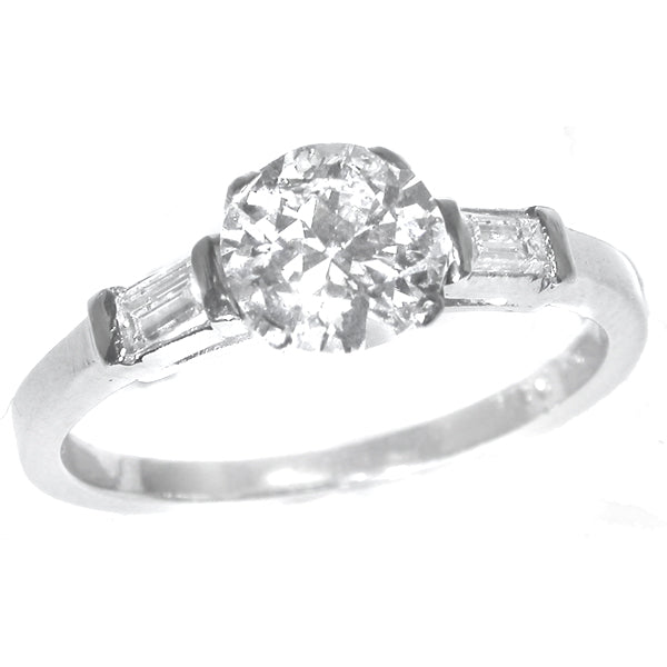 1950s 0.74ct Round Brilliant Diamond Platinum Engagement Ring