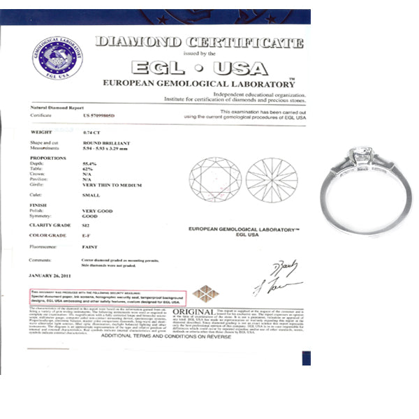 1950s 0.74ct Round Brilliant Diamond Platinum Engagement Ring