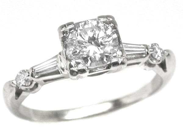1950s 0.75ct Round Diamond 14k White Gold  Ring