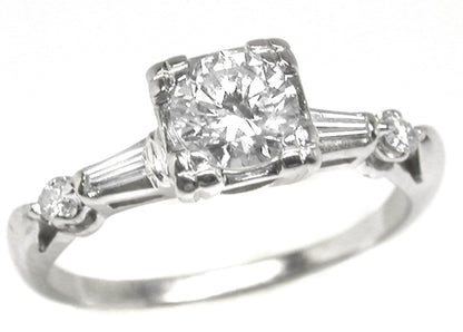 1950s 0.75ct Round Diamond 14k White Gold  Ring
