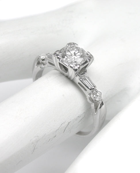 1950s 0.75ct Round Diamond 14k White Gold  Ring