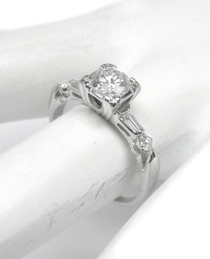 1950s 0.75ct Round Diamond 14k White Gold  Ring