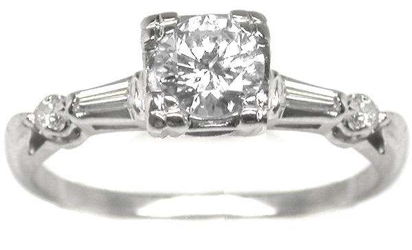1950s 0.75ct Round Diamond 14k White Gold  Ring