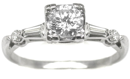 1950s 0.75ct Round Diamond 14k White Gold  Ring