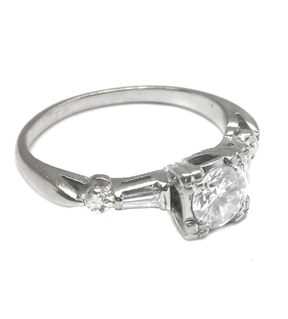 1950s 0.75ct Round Diamond 14k White Gold  Ring