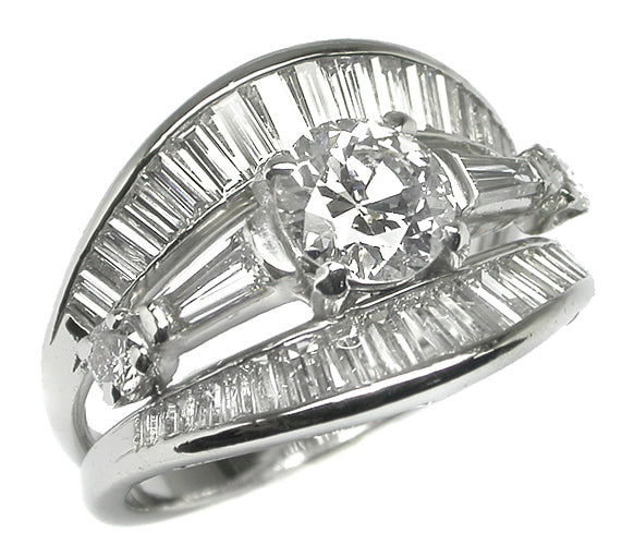 1950s 0.84ct Round Diamond Platinum Ring