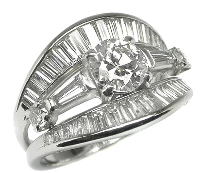 1950s 0.84ct Round Diamond Platinum Ring