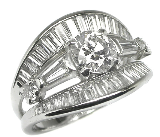 1950s 0.84ct Round Diamond Platinum Ring