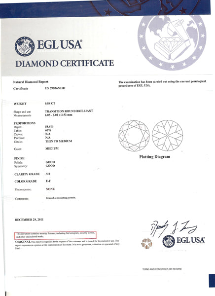 1950s 0.84ct Round Diamond Platinum Ring