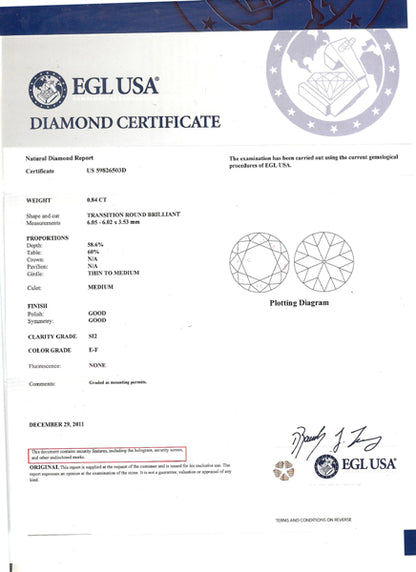 1950s 0.84ct Round Diamond Platinum Ring