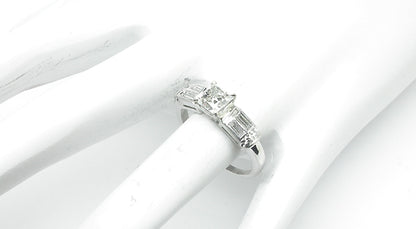 1950's 0.96ct Princess Cut Diamond Platinum Engagement Ring