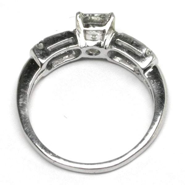 1950's 0.96ct Princess Cut Diamond Platinum Engagement Ring