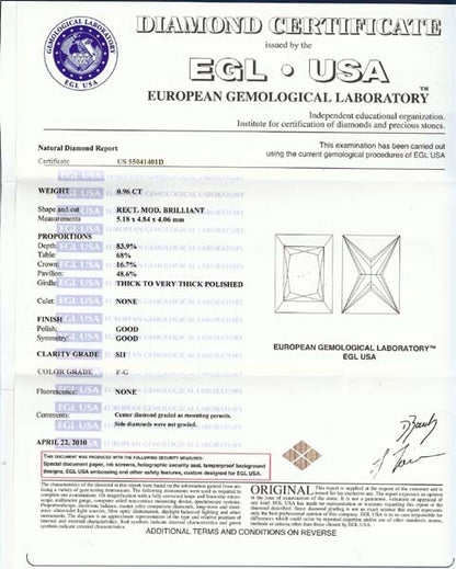 1950's 0.96ct Princess Cut Diamond Platinum Engagement Ring