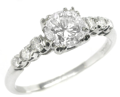1950s 1.01ct Brilliant Diamond Platinum Engagement Ring