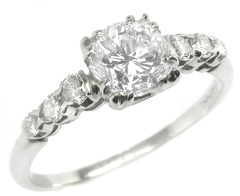 1950s 1.01ct Brilliant Diamond Platinum Engagement Ring