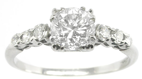 1950s 1.01ct Brilliant Diamond Platinum Engagement Ring