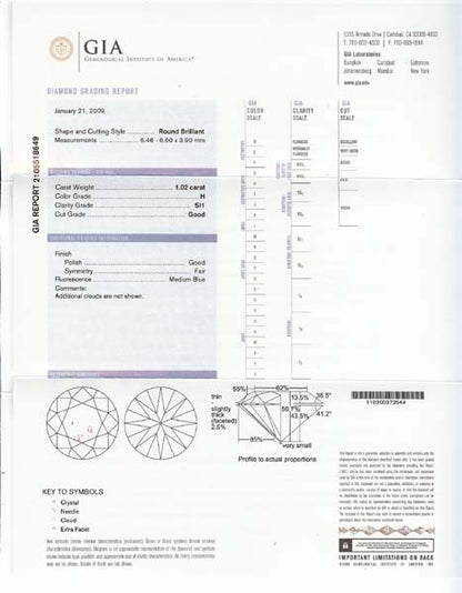 1950's 1.02ct Diamond Platinum Engagement Ring