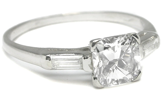 1950s 1.03ct Cushion Cut Diamond Platinum Engagement Ring
