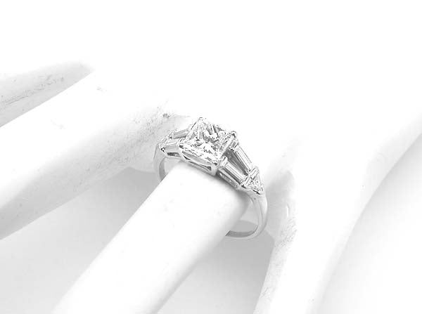 1950's 1.03ct Princess Cut Diamond Platinum Engagement Ring