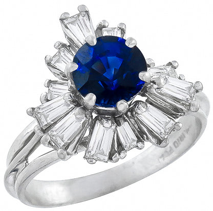 1950s 1.21ct Ceylon Sapphire 0.40ct Diamond Engagement Ring