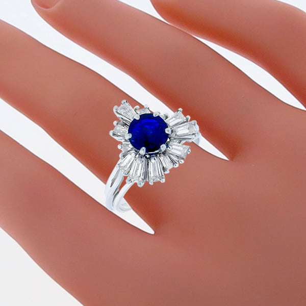 1950s 1.21ct Ceylon Sapphire 0.40ct Diamond Engagement Ring