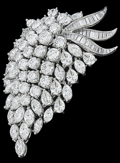 1950's 18ct Diamond Platinum Floral Pin