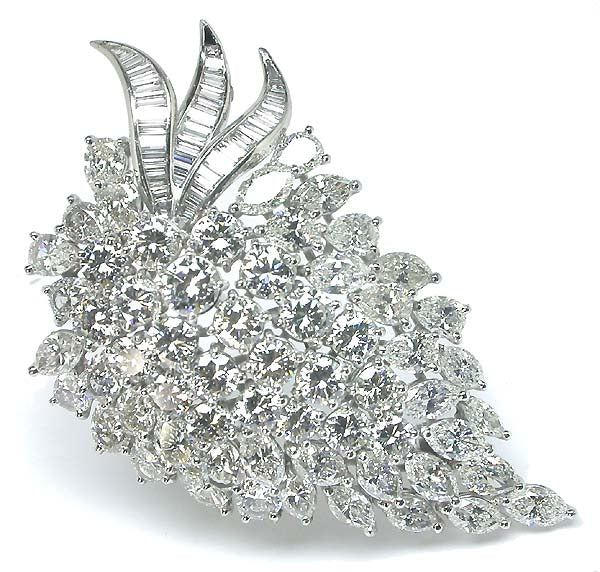 1950's 18ct Diamond Platinum Floral Pin