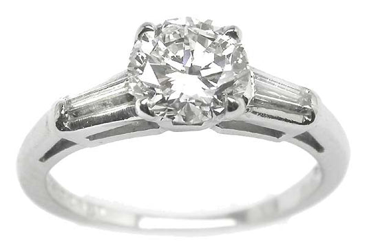 1950's 1ct Diamond Platinum Engagement Ring