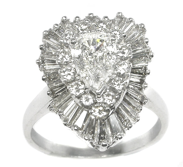 1950s 1ct Pear Cut Diamond Platinum Ballerina Ring/ Pendant