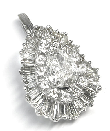 1950s 1ct Pear Cut Diamond Platinum Ballerina Ring/ Pendant
