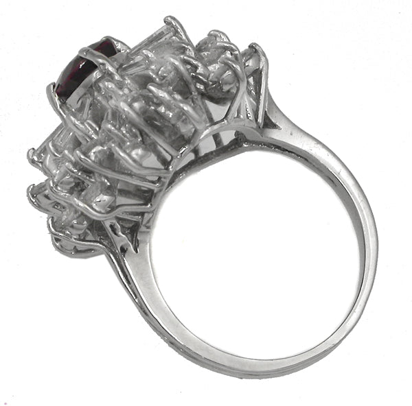 1950s 2.00ct Ruby 1.90ct Diamond Platinum Ballerina Ring
