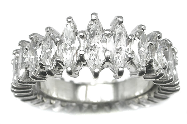 1950s 2.25ct Graduated  Marquise Cut Diamond Platinum Eternity Wedding Band