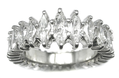 1950s 2.25ct Graduated  Marquise Cut Diamond Platinum Eternity Wedding Band
